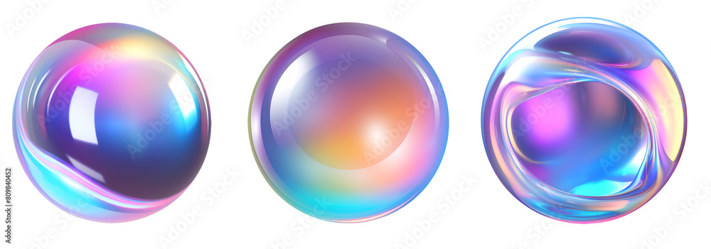 group of holograpghic spheres on png background group of holograpghic spheres on png background