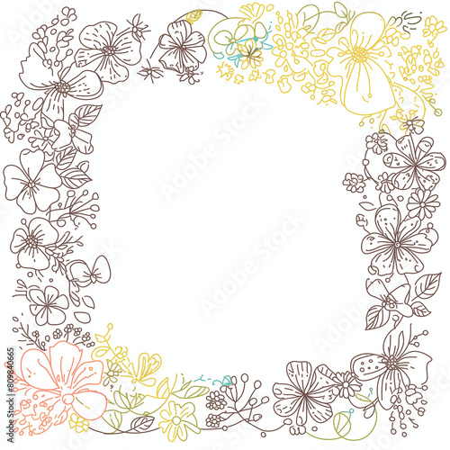 flower frame illustration, frame made of flowers, poster illustration, flower Wreath, background, poster, wedding, card,