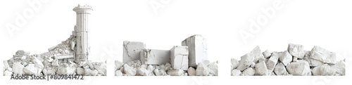 Set of seamless ancient ruins on png background 