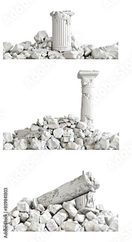 Set of seamless ancient ruins on png background 