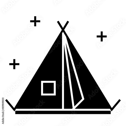 Camping tent at outdoor camp icon for apps and websites