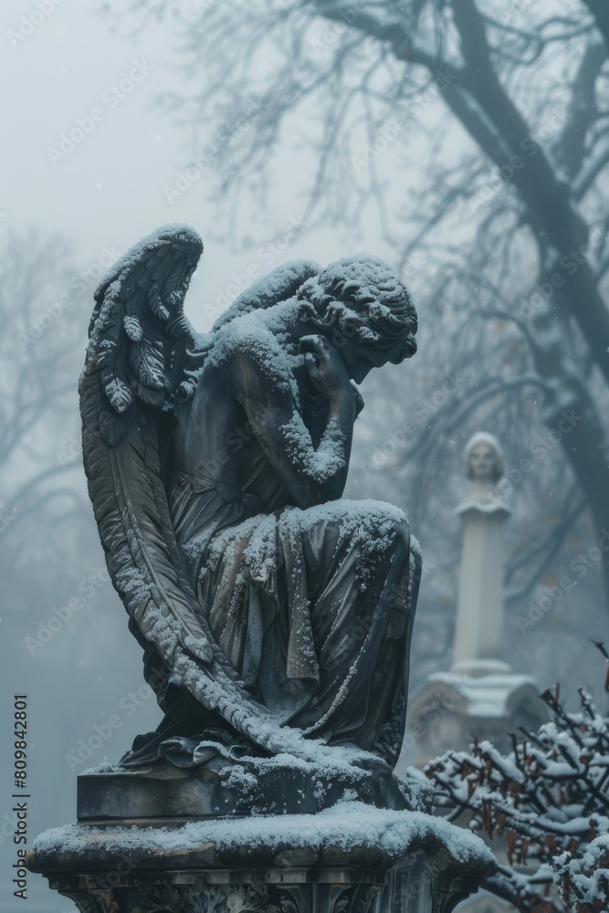 Angel statue in cemetery