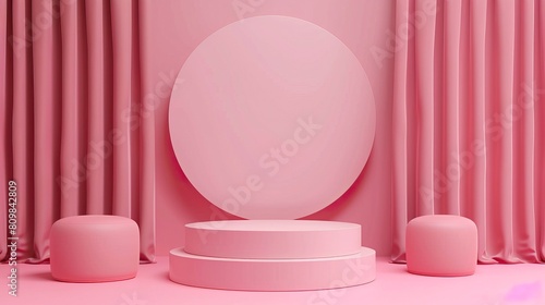 3d pink podium background