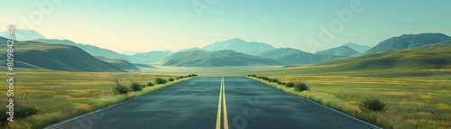 3D road stretching into the distance, symbolizing the journey of business growth photo