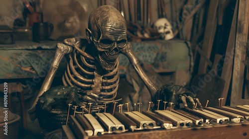 zombie musician playing a tune on a xylophone photo