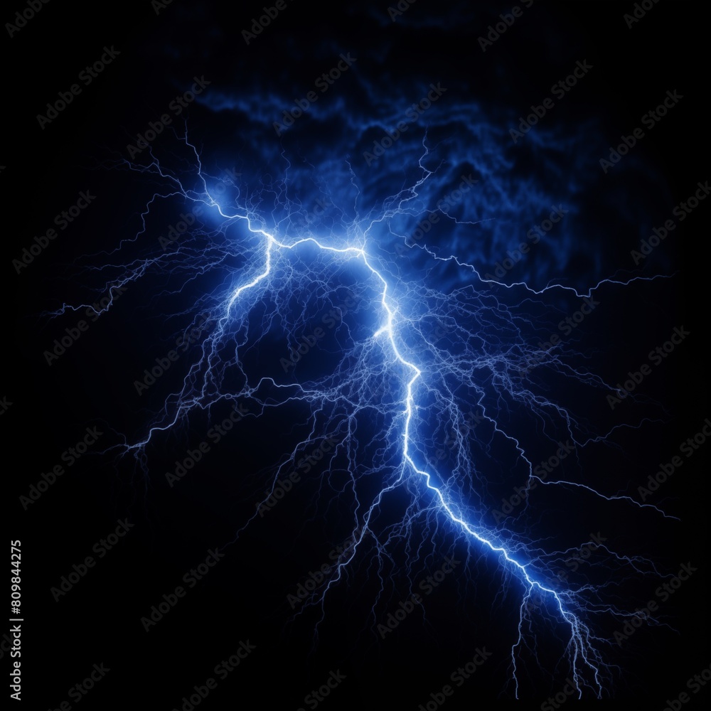 Striking Blue Lightning Bolt Illuminating the Darkness Striking Blue Lightning Bolt Illuminating the Darkness