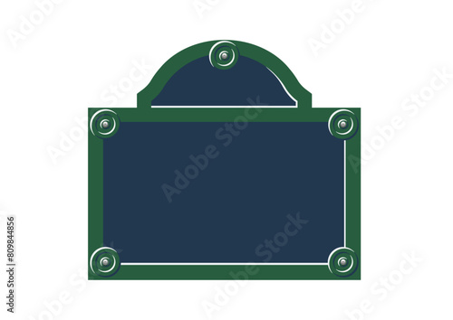 Paris classic blue and green street name sign in vector