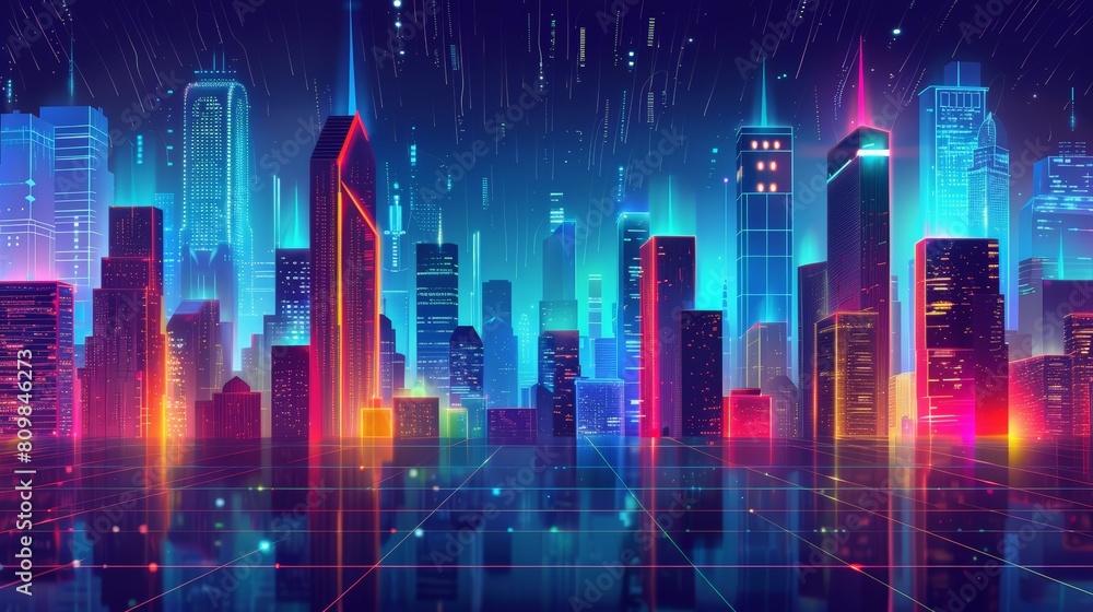 Neon-Lit Futuristic Cityscape Neon-Lit Futuristic Cityscape