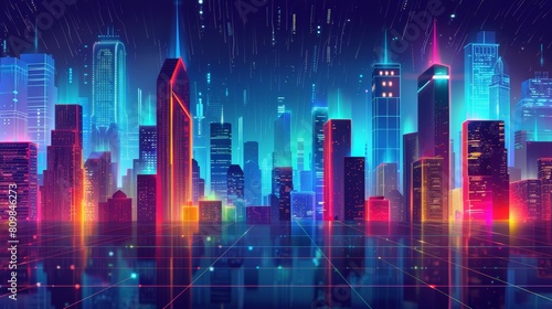 Neon-Lit Futuristic Cityscape
