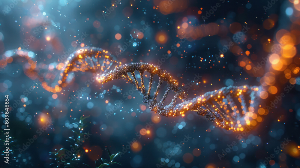 Scientific journey with a banner showcasing the iconic double helix of DNA molecules, symbolizing the quest for knowledge and understanding in the fields of genetics and molecular biology. Scientific journey with a banner showcasing the iconic double helix of DNA molecules, symbolizing the quest for knowledge and understanding in the fields of genetics and molecular biology.