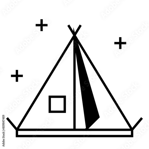 Camping tent at outdoor camp icon for apps and websites