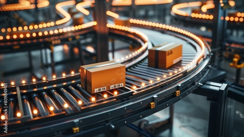 At a high-tech distribution center, conveyor belts whirr and beep as they transport parcels from one end of the facility to the other, robots scurrying about to load and unload shipments with mechan photo
