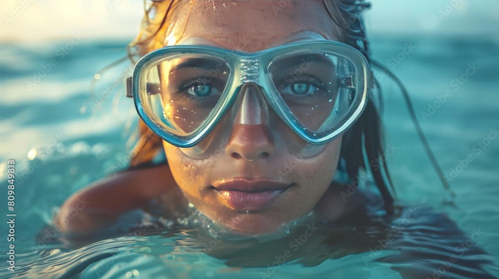 Fototapeta premium Mujer con gafas de buceo