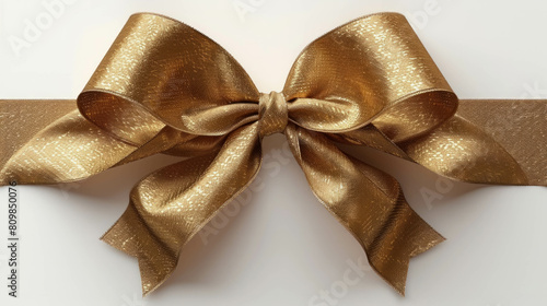 Simple yet luxurious gold ribbon captured in high resolution. Top-down perspective. AI generative technology optimizes gold texture imagery. photo