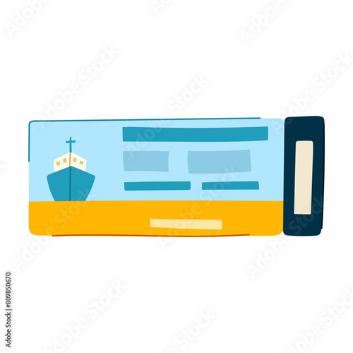 ocean cruise ship ticket cartoon. pass card, vacation tour, boarding trip ocean cruise ship ticket sign. isolated symbol vector illustration