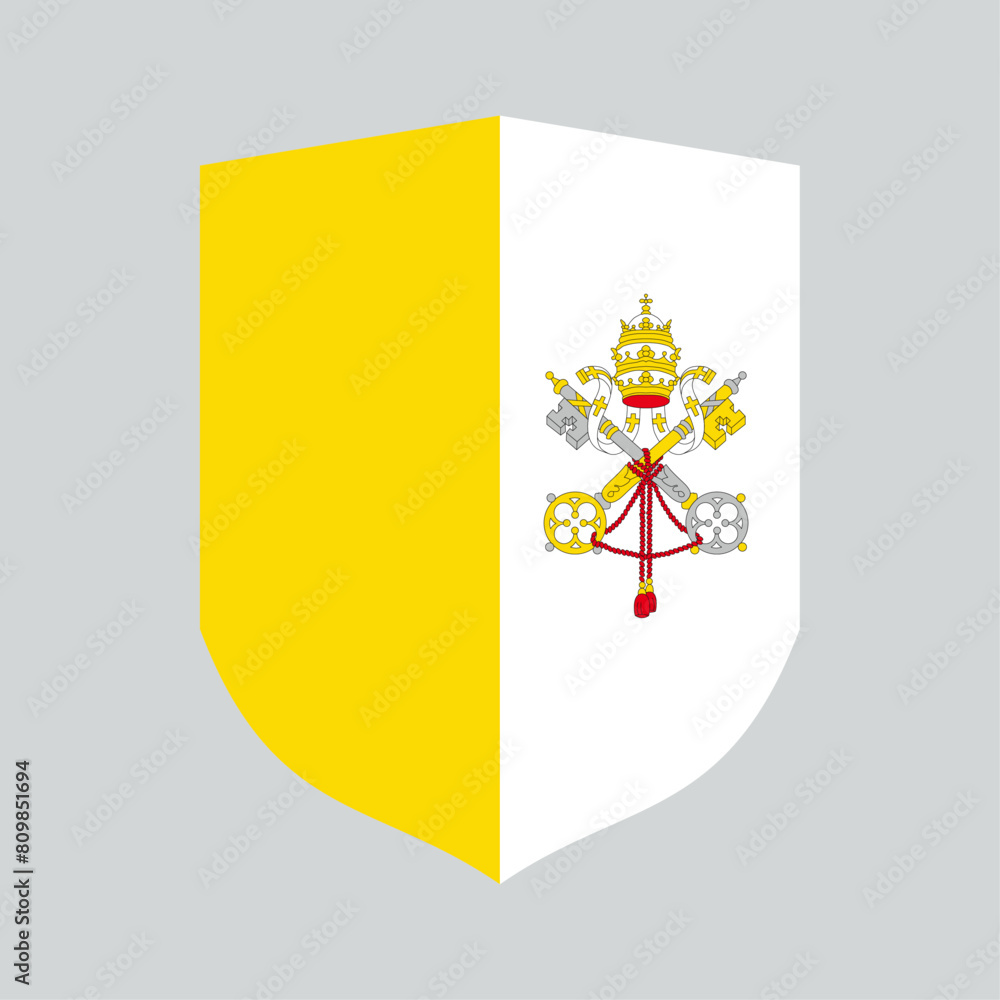 Vatican City Flag in Shield Shape Frame Vatican City Flag in Shield Shape Frame