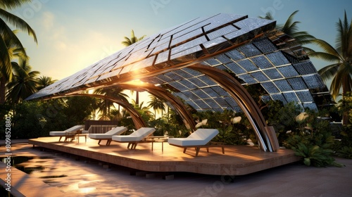 Resort sunroof made from solar panels. photo
