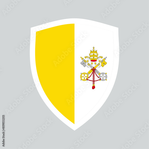 Vatican City Flag in Shield Shape Frame