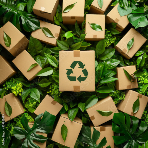 Online campaign promoting environmental awareness through social media, featuring recycle sign. AI generative refines eco messaging. photo