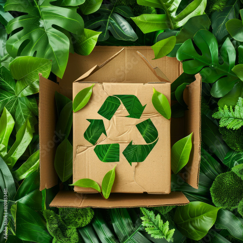 Recycle sign highlighted in social media post advocating for environmental awareness. AI generative innovation in digital promotion. photo