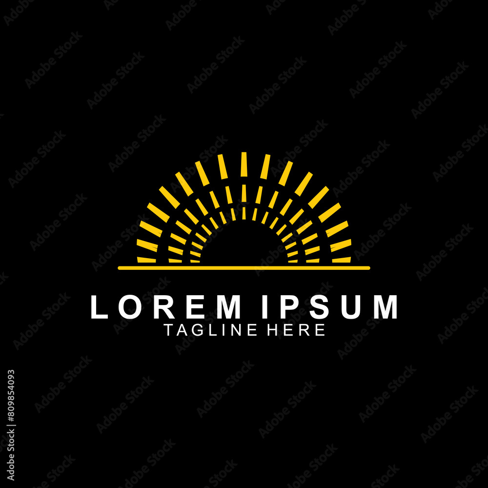 Fototapeta premium Abstract Sunset Logo. Sun Icon. Sun Vector Illustration. Flat Vector Logo Design Template Elements for Nature and Holiday Logos.