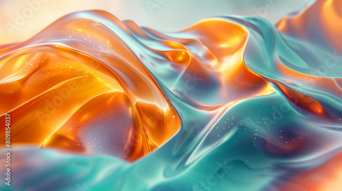 ethereal allure of abstract waves in this colorful silk background, their soft and elegant movements inviting you into a world of beauty and grace. photo
