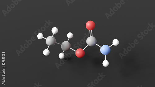 ethyl carbamate molecular structure, urethane, ball and stick 3d model, structural chemical formula with colored atoms photo