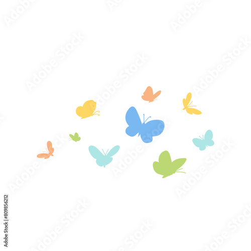 Flying colorful butterflies