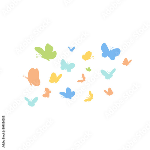 Flying colorful butterflies