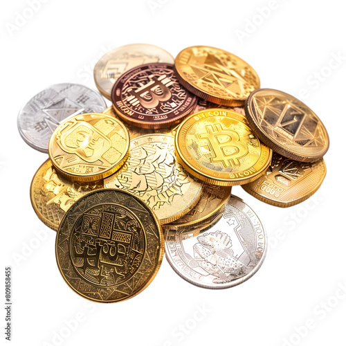 cripto coins on transparent background