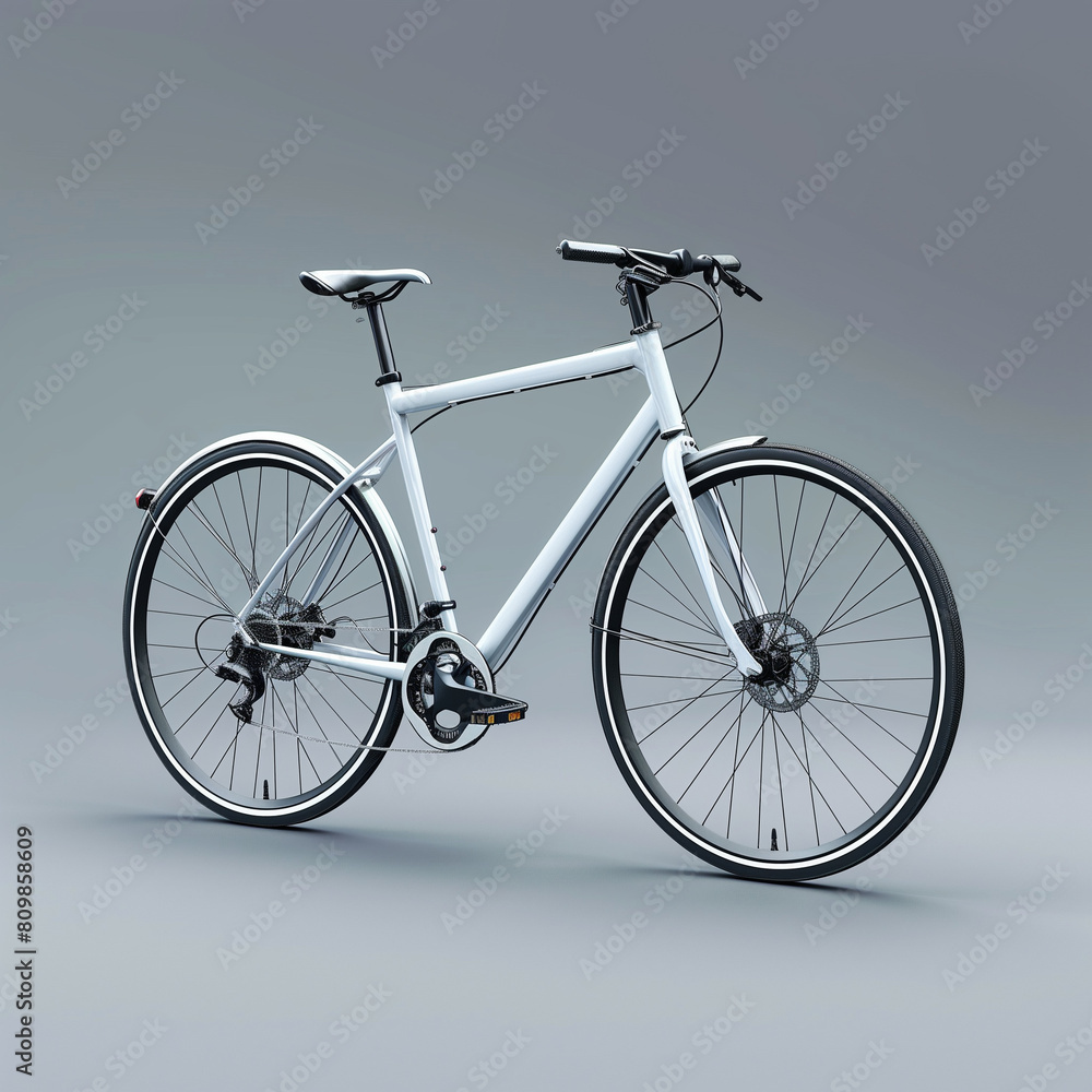 Modern White Bicycle on Grey Background with Elegant and Sleek Design Features