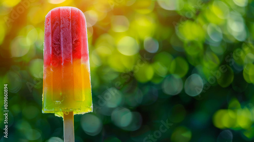 Summertime dessert delight with vibrant ice lollies in flattering colors. AI generative enriches colorful dessert photography. photo