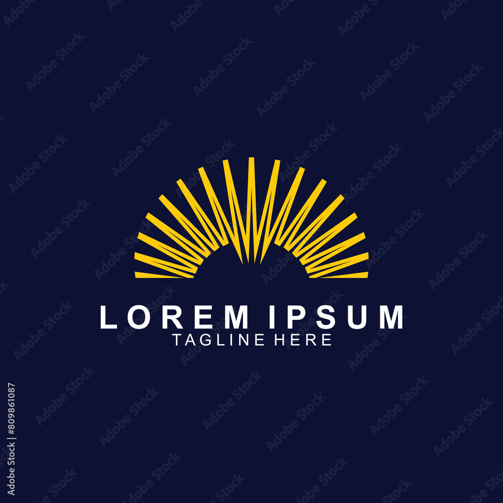 Fototapeta premium Abstract Sunset Logo. Sun Icon. Sun Vector Illustration. Flat Vector Logo Design Template Elements for Nature and Holiday Logos.