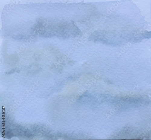 Watercolor blue sky background with clouds. Hand painted illustration 