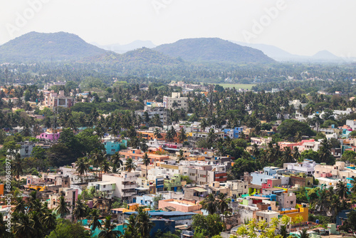 view of the Chengalpattu city from the hill in south India