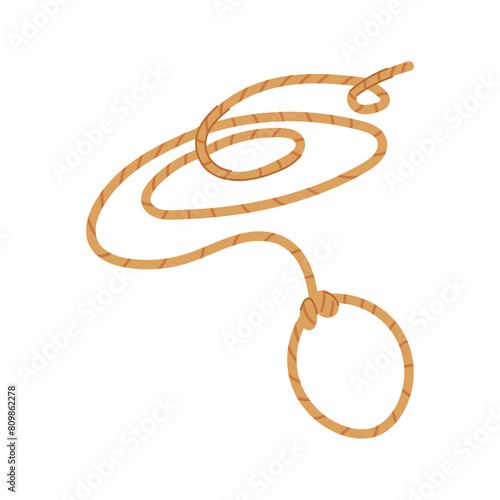 western lasso cartoon. rodeo frame, string border, line knot western lasso sign. isolated symbol vector illustration