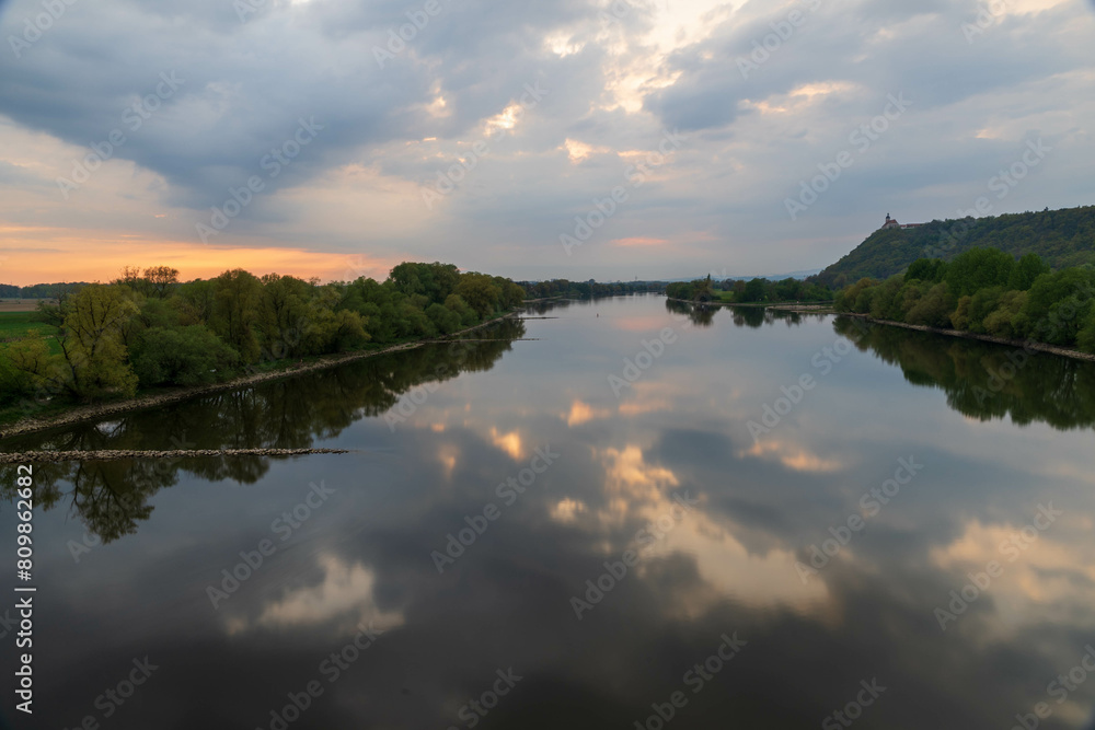 Supercell of a storm cloud over the Danube in the Landreis Straubing-Bogen Bavaria Germany.