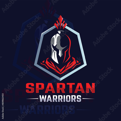 Spartan warrior squad mascot e-sport logo design vector.