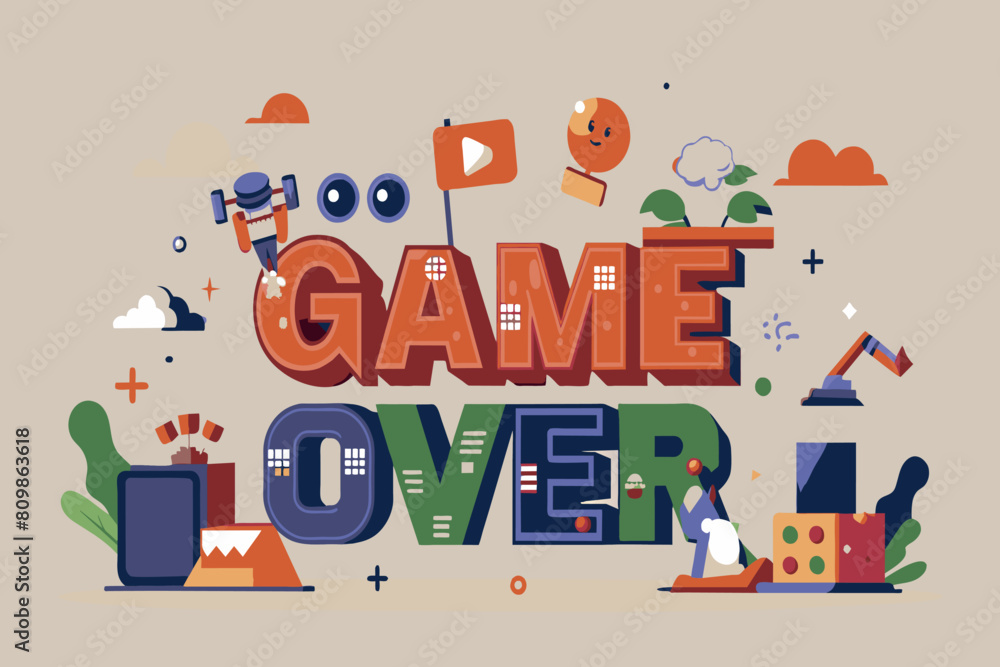 A stylized illustration signifying the end of a game, featuring iconic gaming symbols A stylized illustration signifying the end of a game, featuring iconic gaming symbols