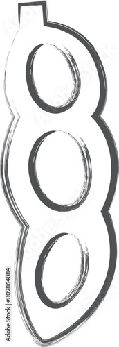 野菜筆書き単品イラスト　枝豆断面