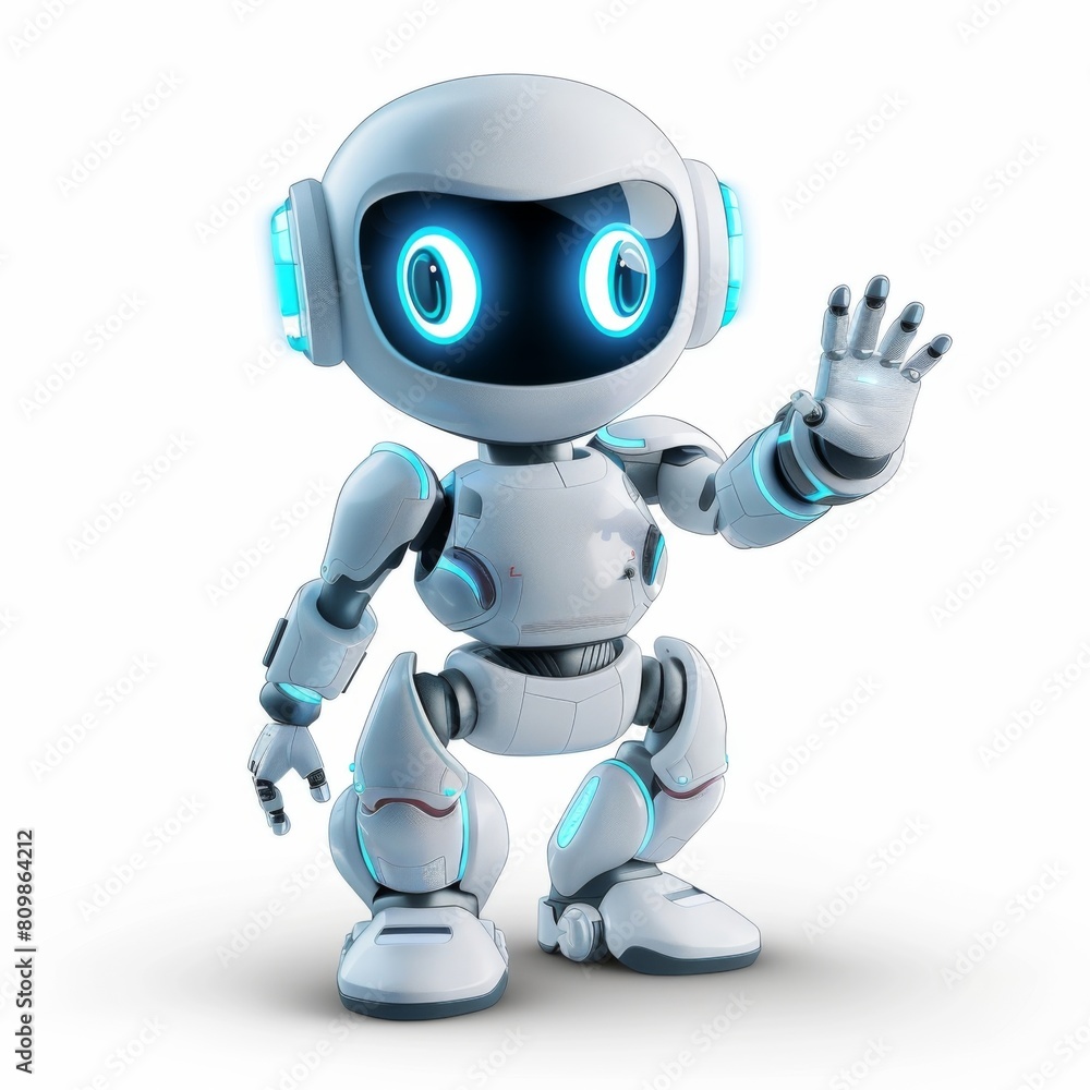 3D rendering of a friendly robot icon isolated on white background 3D rendering of a friendly robot icon isolated on white background