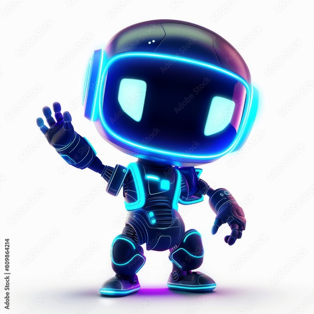 3D rendering of a friendly robot icon isolated on white background 3D rendering of a friendly robot icon isolated on white background