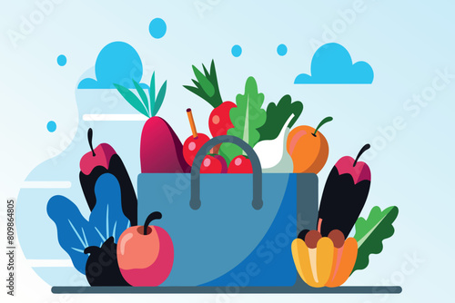 A vibrant selection of produce nestled in a reusable bag