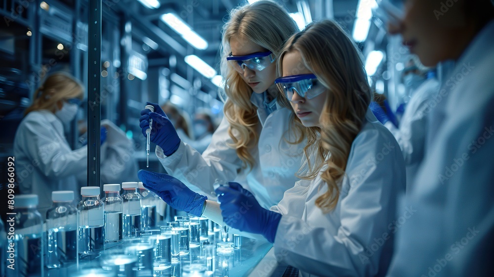 Female Scientists Analyzing Samples in Modern Laboratory Female Scientists Analyzing Samples in Modern Laboratory