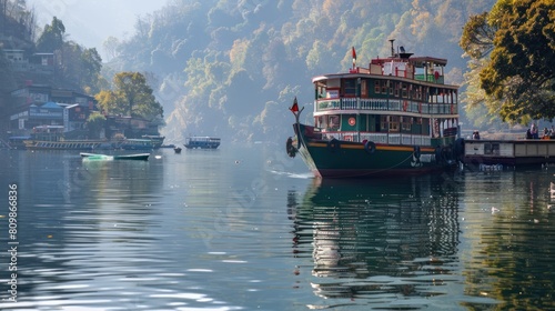 Ship docked at Port Kimpton, Nainital, Uttarakhand, India. photo