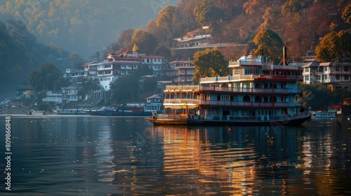 Ship docked at Port Kimpton, Nainital, Uttarakhand, India. photo