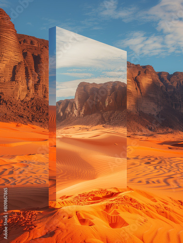 Surreal mirror  in the desert