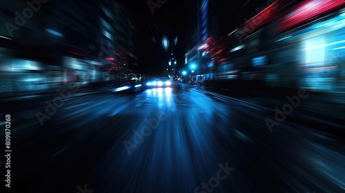 abstract background blur bokeh light street at night time with speed motion perspective  blurred thrilled  Generative Ai