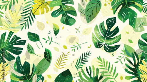 Lovely leaves wallpaper illustration. Vector flat flo photo