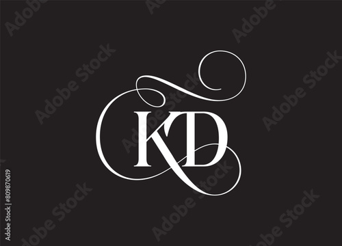 KD latter ligature typography logo design template
